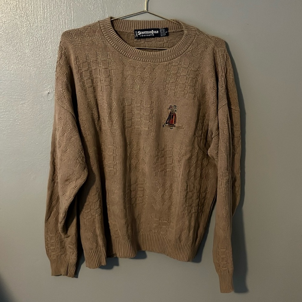 Scottish Isle by Bernette Sweater
Brown 100% Cotton
Large Golf